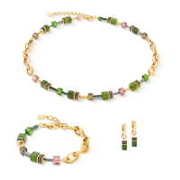 GeoCUBE® Chunky Chain necklace gold-green - 20008273