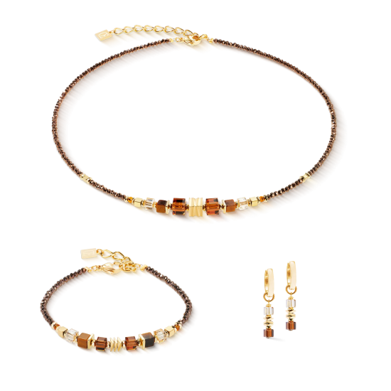 Necklace Wave Cube Flow gold-brown - 20008275