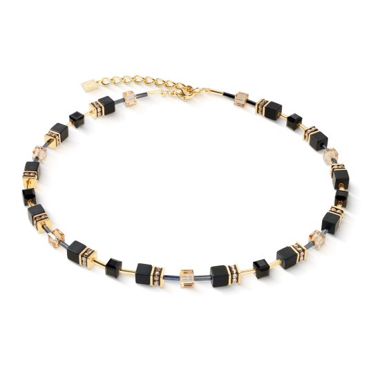 GeoCUBE® necklace Onyx black-gold - 20008281