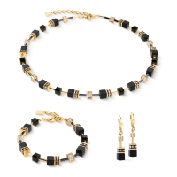 GeoCUBE® necklace Onyx black-gold - 20008281