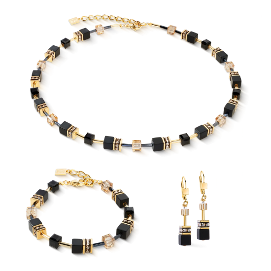 GeoCUBE® necklace Onyx black-gold - 20008281