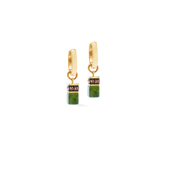 GeoCUBE® Chunky Chain hoop earrings gold-green - 20008314