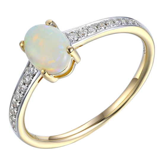 Ring Ovale Opaal & Pavé Diamant - 20008428 Ring Ovale Opaal & Pavé Diamant - 20008428