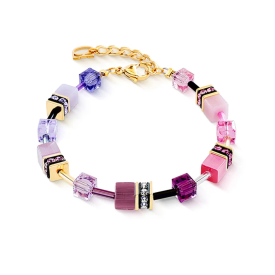 Coeur de Lion armband GeoCube goud roze lila - 20008619
