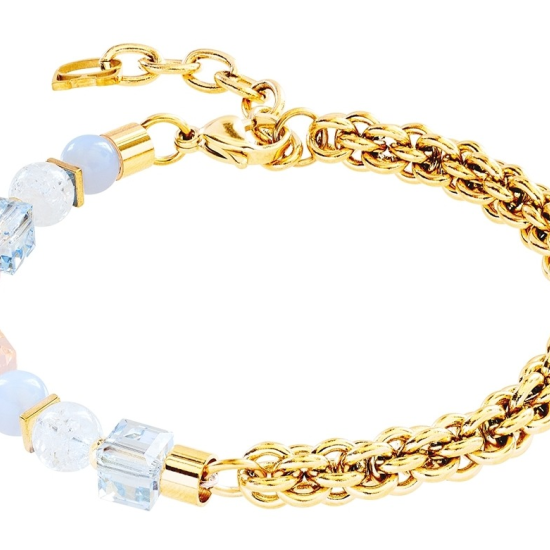 roestvrijstalen armband met mooie kralen en blokjes - 20008630