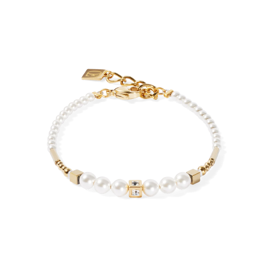Armband met glinsterende prinsessenparels in goud-wit - 20008631
