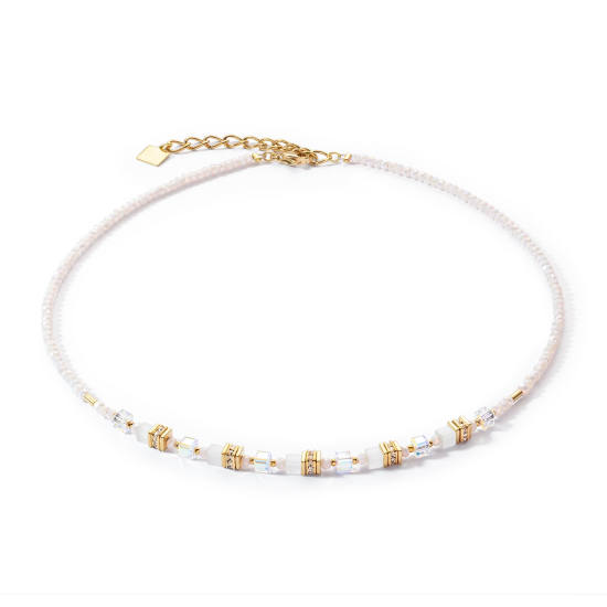 Mini Cubes ketting goudkleurig wit - 20008639