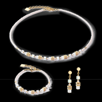 Mini Cubes ketting goudkleurig wit - 20008639