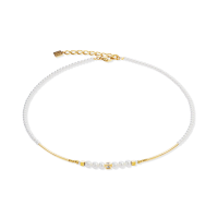 Halsketting met glinsterende prinsessenparels in goud-wit - 20008640