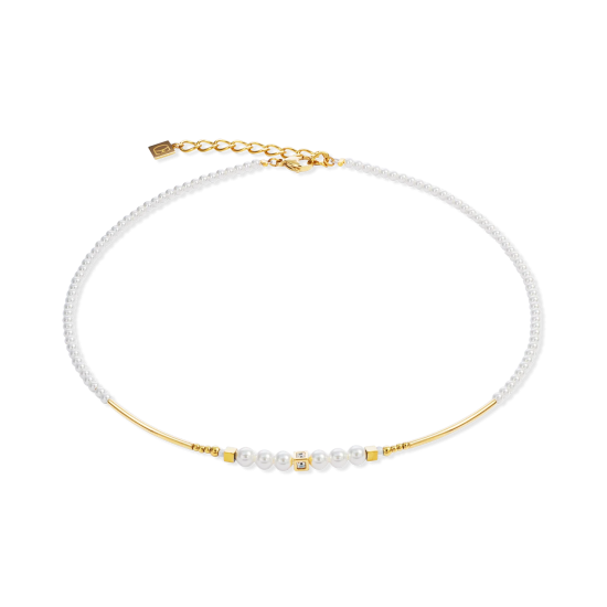 Halsketting met glinsterende prinsessenparels in goud-wit - 20008640