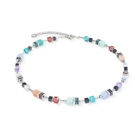 Coeur de Lion Collier GeoCube zilverkleurig Multi Pastel 3017/10-1580 - 20008644 Coeur de Lion Collier GeoCube zilverkleurig Multi Pastel 3017/10-1580 - 20008644