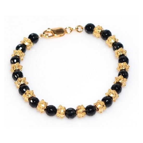 Zilveren Surinaamse Armband met zwarte kralen - 20008741