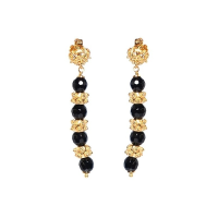 Zilveren Surinaamse Oorbellen met zwarte kralen - 20008742