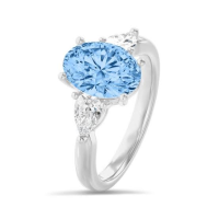 14k Lab diamanten ring met Fancy Vivid Blue - 20009135
