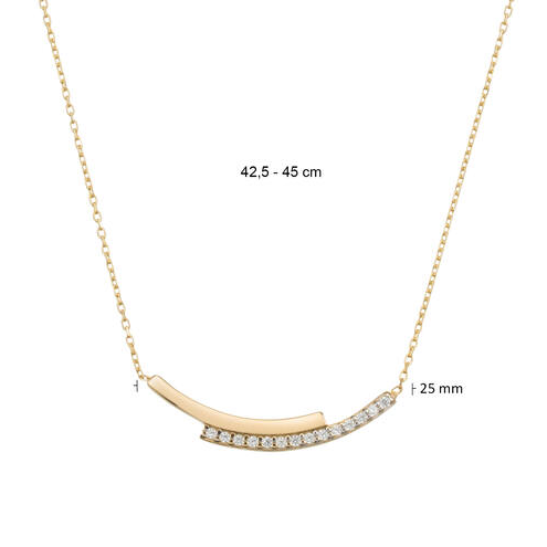 Collier Dubbel Staafje - 14k Goud - 45cm - 20009398 Collier Dubbel Staafje - 14k Goud - 45cm - 20009398