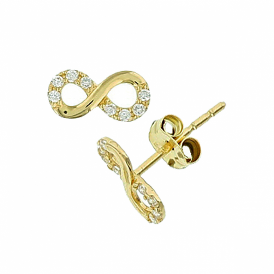 14 k gouden oorknoppen infinity zirkonia - 20007339