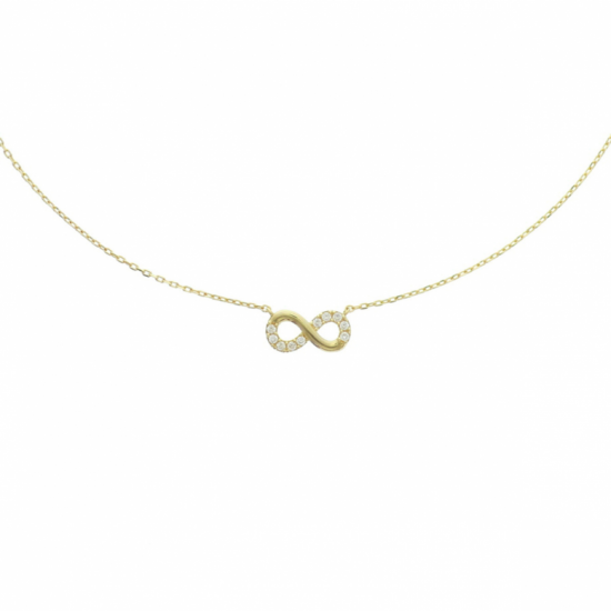 14K Gouden collier infinity zirkonia - 20007125