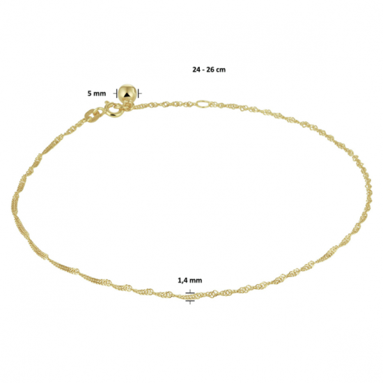 enkelbandje singapore 1,4 mm 24 - 26 cm - 20008954