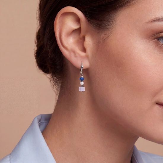 Coeur De Lion Drop Earrings Mosaic Sky Silver - 20009570