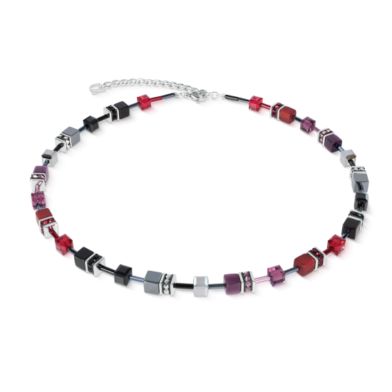 Coeur De Lion GeoCUBE® Iconic Necklace Ruby Noir Silver - 20009577