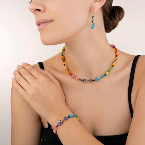 Coeur De Lion GeoCUBE® Necklace multicolour rainbow gold - 20009580