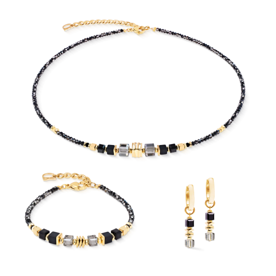 Coeur De Lion Necklace Wave Cube Flow gold-black - 20009587