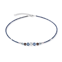 Coeur De Lion Necklace Wave Cube Flow silver-blue - 20009588