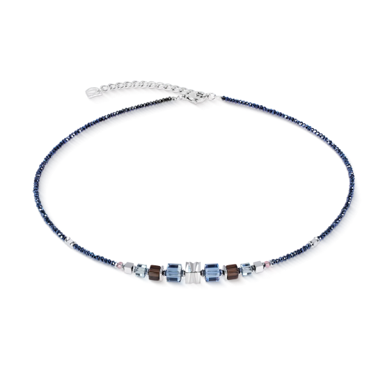 Coeur De Lion Necklace Wave Cube Flow silver-blue - 20009588