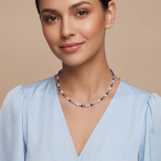Coeur De Lion Necklace Mosaic Sky Silver - 20009589