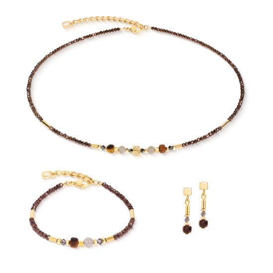 Coeur De Lion Necklace Cube Balance Golden Hazel - 20009590