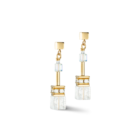 Coeur De Lion GeoCUBE® Iconic Nature earrings gold white - 20009599