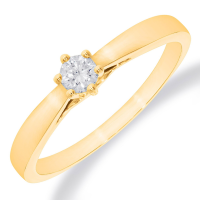 14K Gouden Solitairring Zespoots 0.10 Caraat - 20009731 14K Gouden Solitairring Zespoots 0.10 Caraat - 20009731