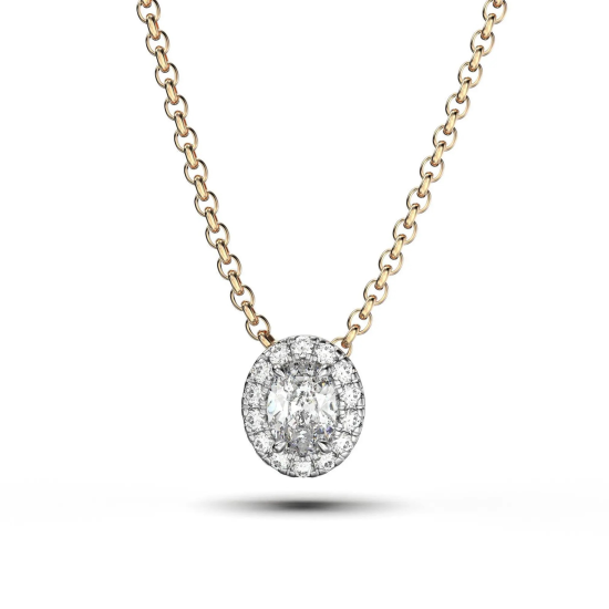 14K Gouden Ketting Met DIamanten Hanger - 20009733 14K Gouden Ketting Met DIamanten Hanger - 20009733