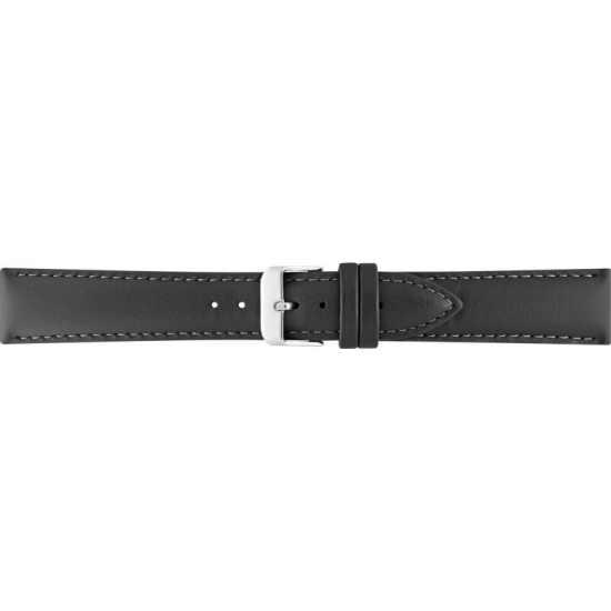 Simple calf leather, padded, watch strap with steel buckle and same color stitching. - 20002146