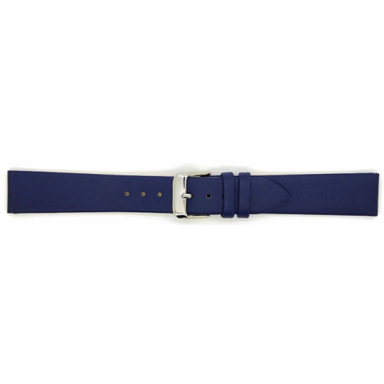 Plain soft calf leather watch strap with stainless steel buckle and soft nubuck lining. - 20002150