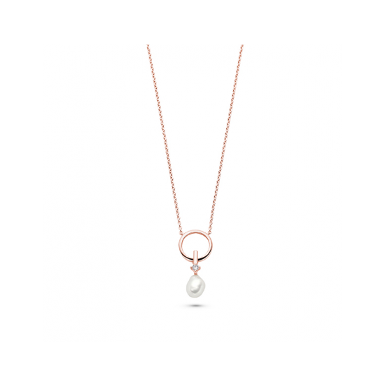 FJF JEWELLERY NECKLACE ICON PEARL ROSEGOLD PL. W. WH. ZIRKONIA AND FRESH WATER PEARL FJF0010027RWH - 20004011