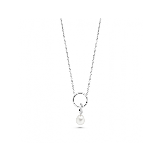 FJF JEWELLERY NECKLACE ICON CIRCLES ZILVER WITH FRESH WATER PEARL FJF0010028SRH - 20004010