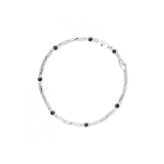SWING JEWELS NOUVEAU 14K WHITE GOLD BRACELET W. BLACK CZ. SWDB10085-W12. - 20007095