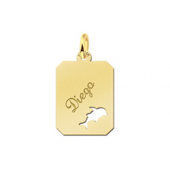 Goud hangertje recht met dolfijn - 603329