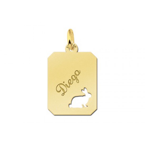 Goud hangertje recht met konijn - 603325